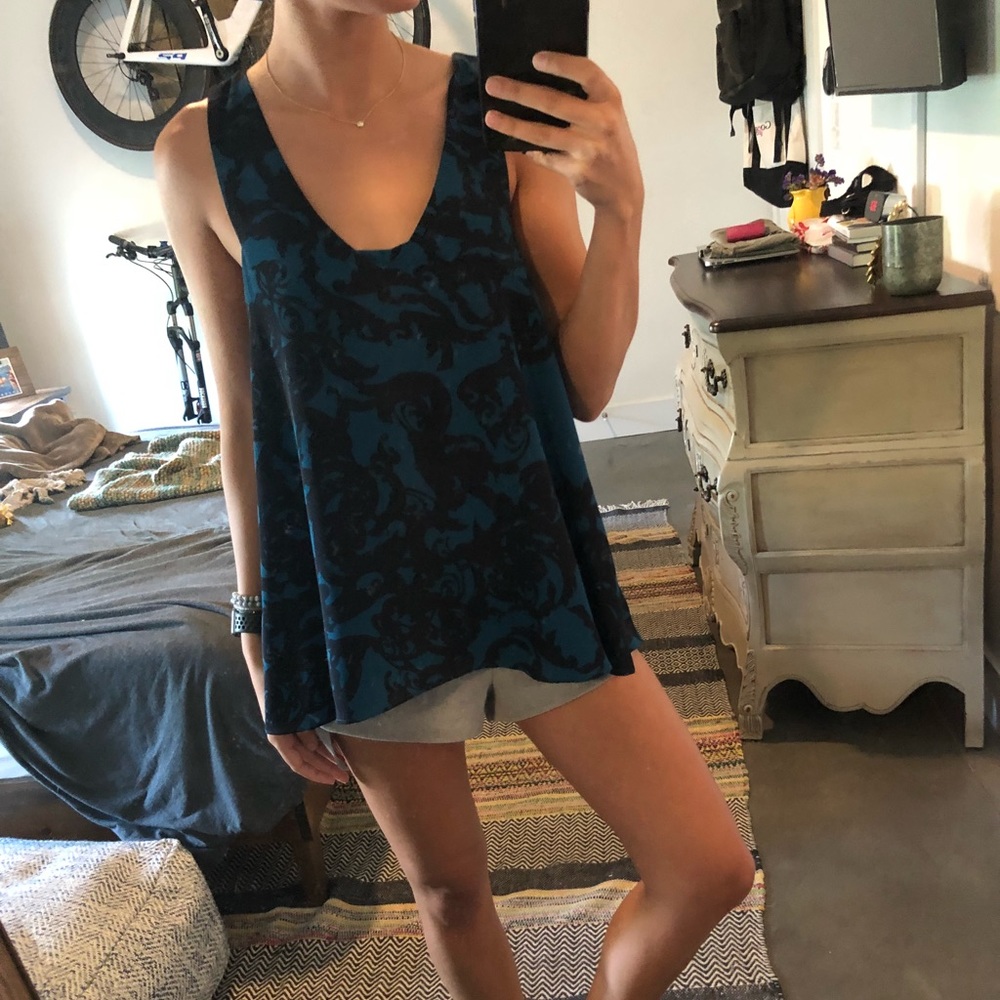 Navy & Teal Silky Top